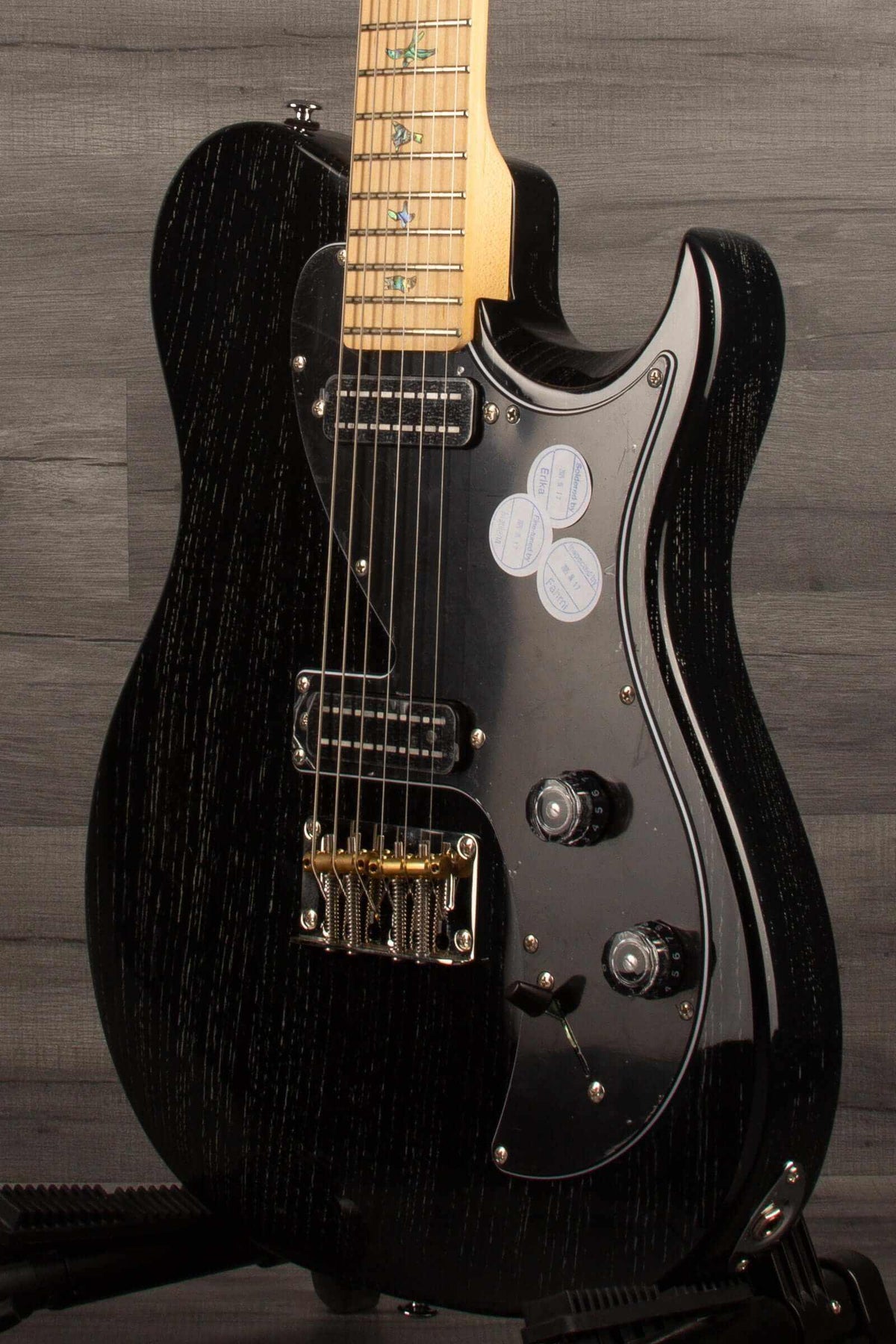 PRS SE NF53 Electric Guitar, Black Doghair Finish on display, showcasing its sleek design and features.