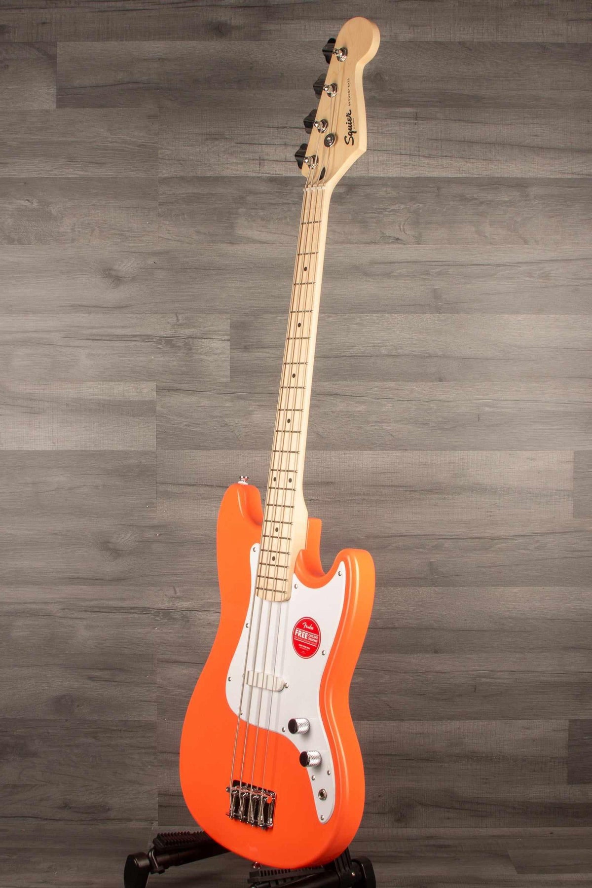 Squier Sonic® Bronco™ Bass, Maple Fingerboard, White Pickguard, Tahitian Coral - MusicStreet