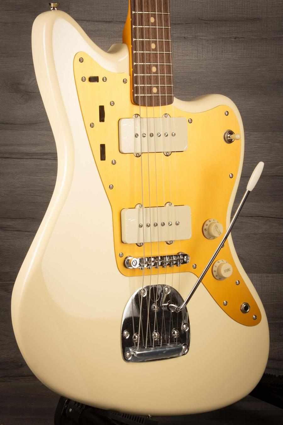 Squier J Mascis Jazzmaster®, Laurel Fingerboard, Gold Anodized Pickguard, Vintage White - MusicStreet