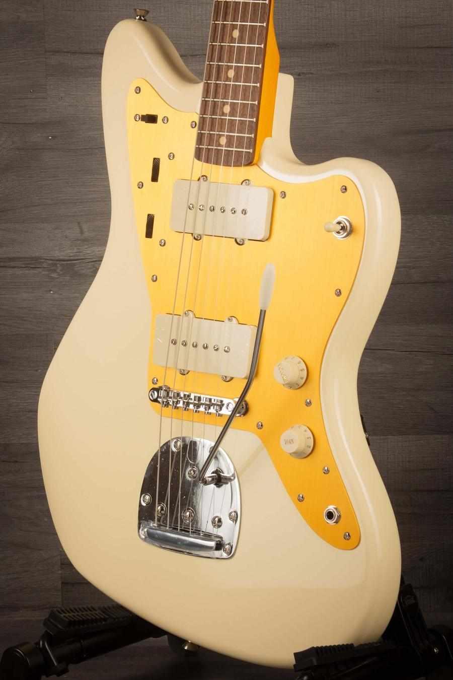 Squier J Mascis Jazzmaster®, Laurel Fingerboard, Gold Anodized Pickguard, Vintage White - MusicStreet