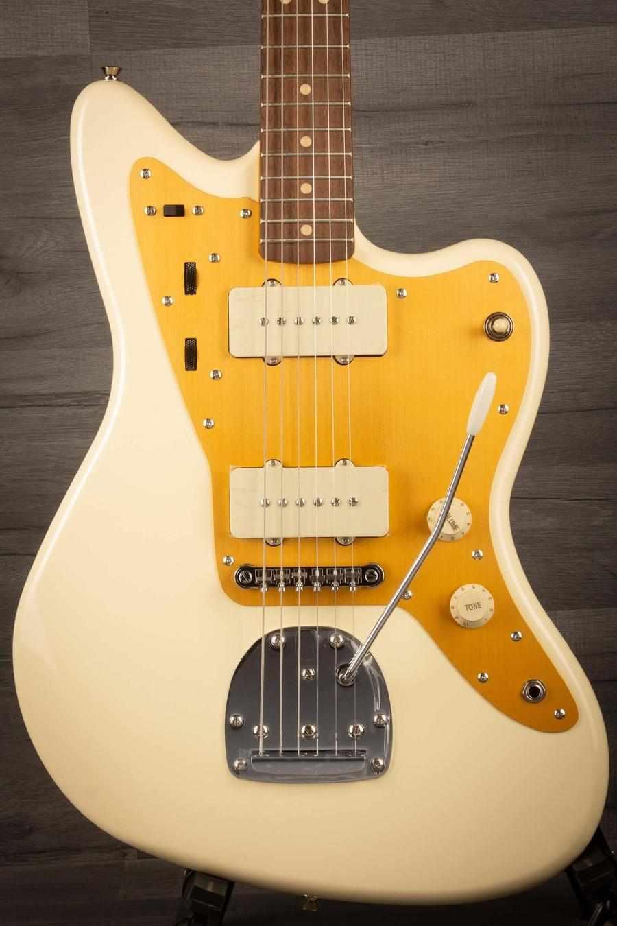 Squier J Mascis Jazzmaster®, Laurel Fingerboard, Gold Anodized Pickguard, Vintage White