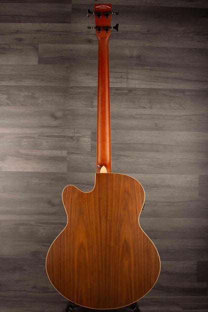 Back view of Tanglewood TRPROABBW Acoustic - Bass Guitar showcasing the elegant wood finish and design.