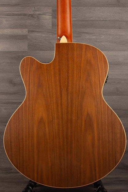 Back view of Tanglewood TRPROABBW Acoustic - Bass Guitar showcasing the Black Walnut body.