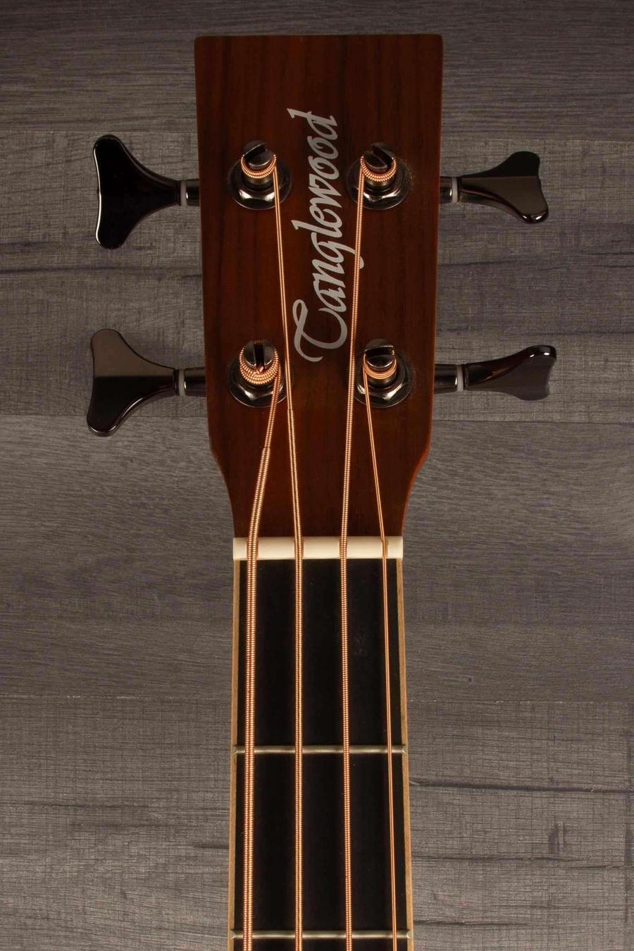 Tanglewood TRPROABBW Acoustic - Bass Guitar headstock featuring tuning pegs and logo.