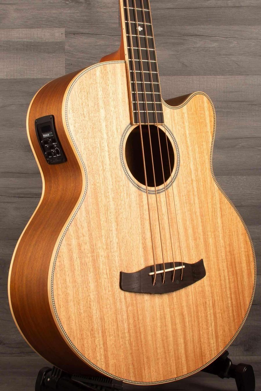 Tanglewood TRPROABBW Acoustic - Bass Guitar showcasing its Australian Red Cedar top and Black Walnut back and sides.