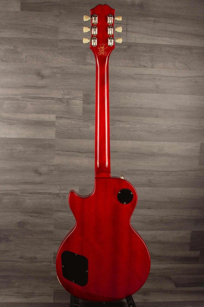 Back view of USED Epiphone Les Paul Slash signature guitar in appetite burst, showcasing its mahogany body and neck.