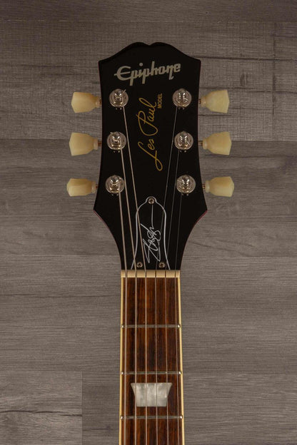 Used Epiphone Les Paul Slash signature guitar headstock showing tuning pegs and logo.