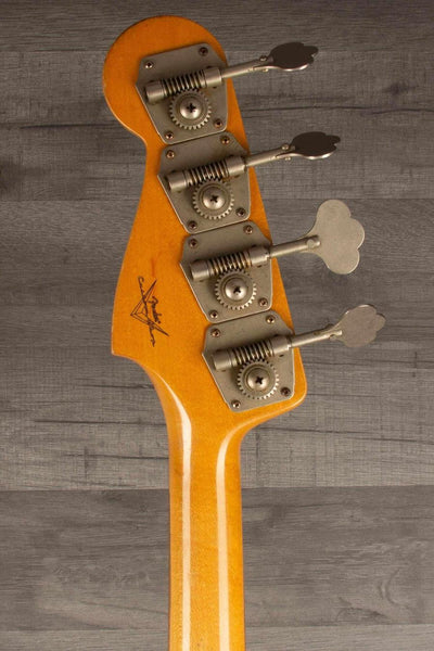 USED Fender Custom shop 64 Jazz Bass headstock with tuning pegs and vintage finish