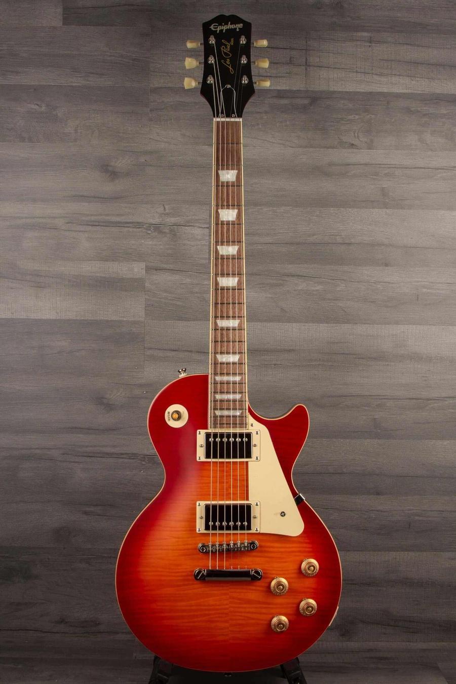 used Epiphone 1959 Les Paul Standard in Aged Dark Cherry Burst finish with hard case.