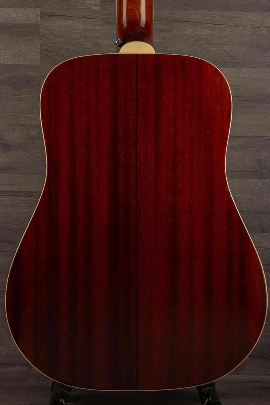 USED Epiphone DR-212 - Natural back view showing mahogany body and smooth finish, highlighting its excellent condition.