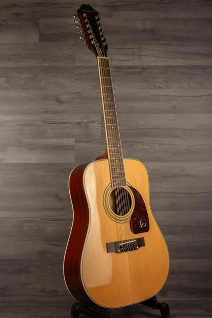 USED Epiphone DR-212 - Natural acoustic guitar with spruce top and mahogany back in excellent condition.