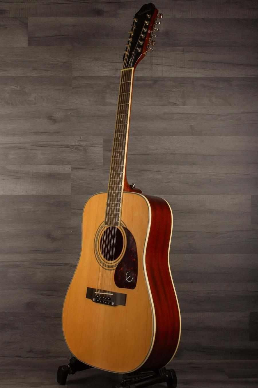 USED Epiphone DR-212 - Natural 12-string acoustic guitar with spruce top and mahogany back.