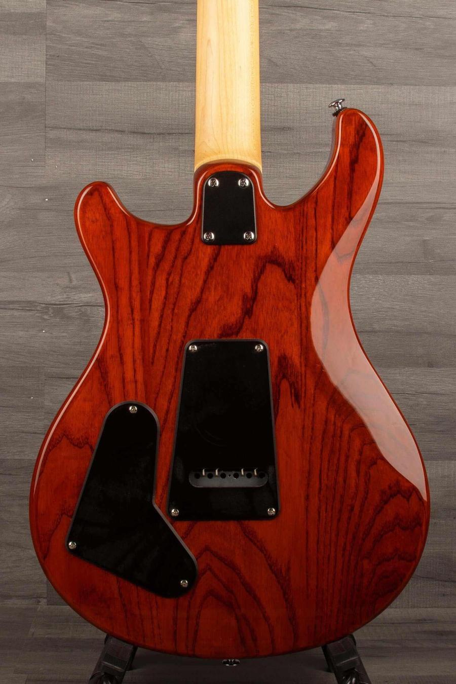 USED - PRS SE - Swamp Ash Special - Vintage Sunburst guitar back view showcasing the swamp ash body and maple neck.
