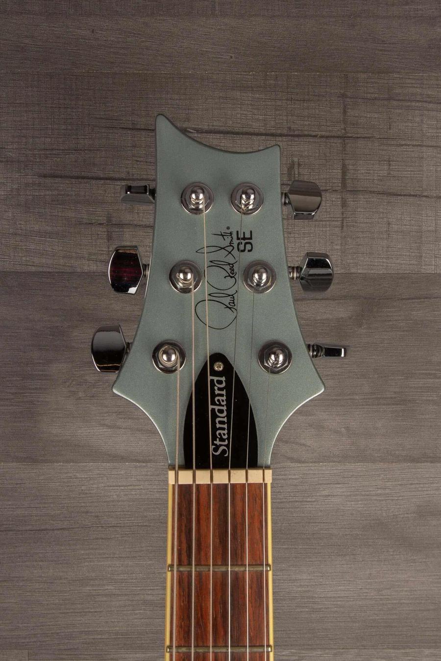 USED - PRS SE Standard 24 Electric Guitar - Bay Bridge Blue headstock close-up with tuning pegs.
