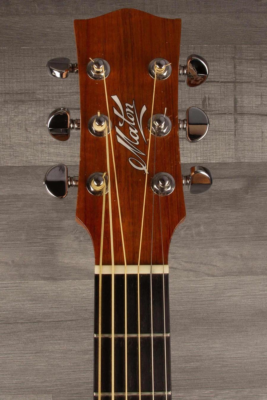 USED - Maton SRS808C Acoustic Guitar With AP5 Pro Pickup System headstock view with tuning pegs and strings.