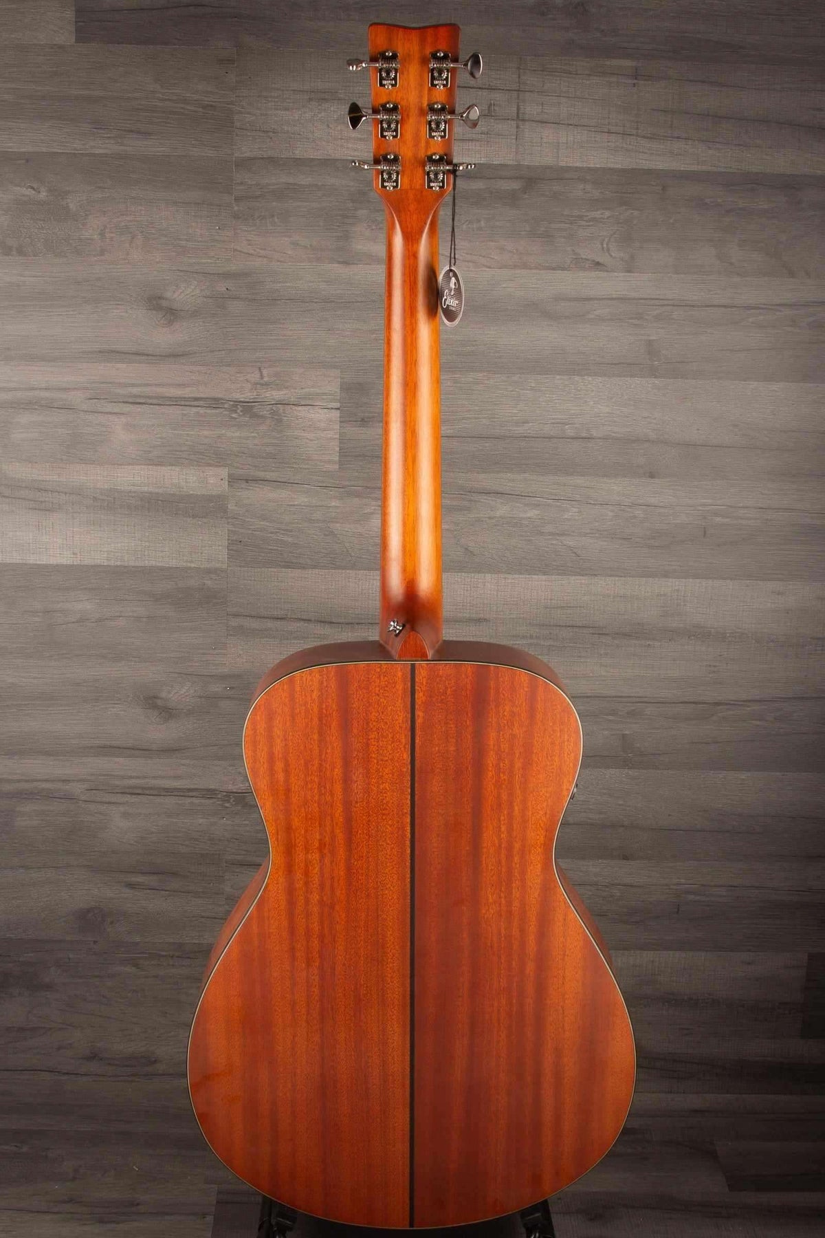 Back view of Yamaha FSX3 II electro acoustic guitar showcasing its mahogany construction and elegant design.