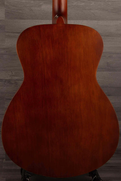 Back view of the Yamaha FS400 Natural Satin acoustic guitar, showcasing its rich mahogany finish.