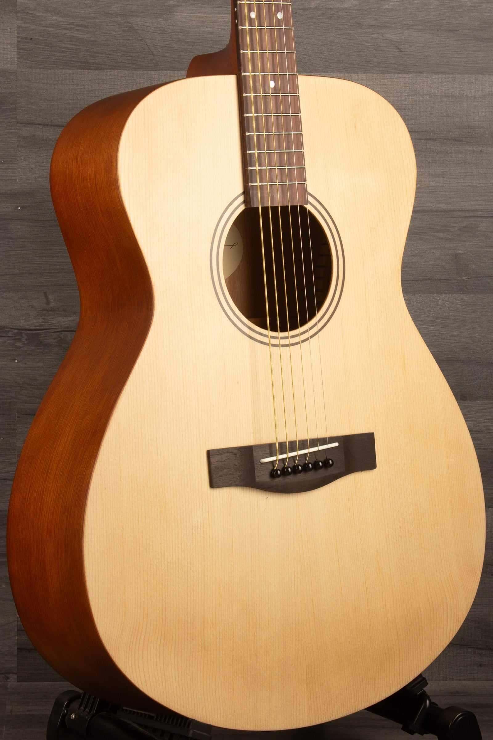 Yamaha FS400 Natural Satin acoustic guitar showcasing its compact concert body and natural finish.