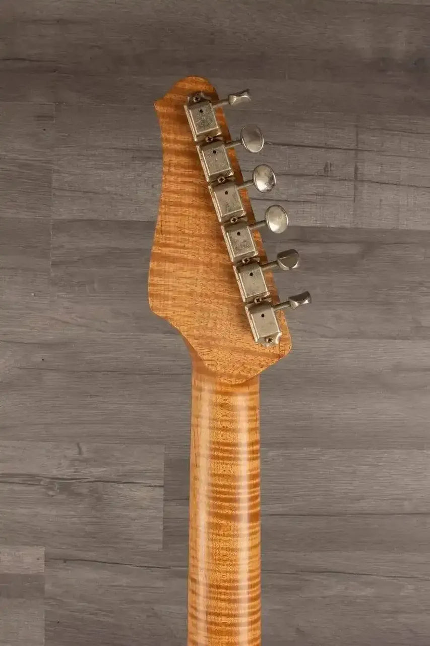 USED - Seth Baccus Shoreline HSS Electric Guitar, Daphne Blue Relic - 6-String headstock detail