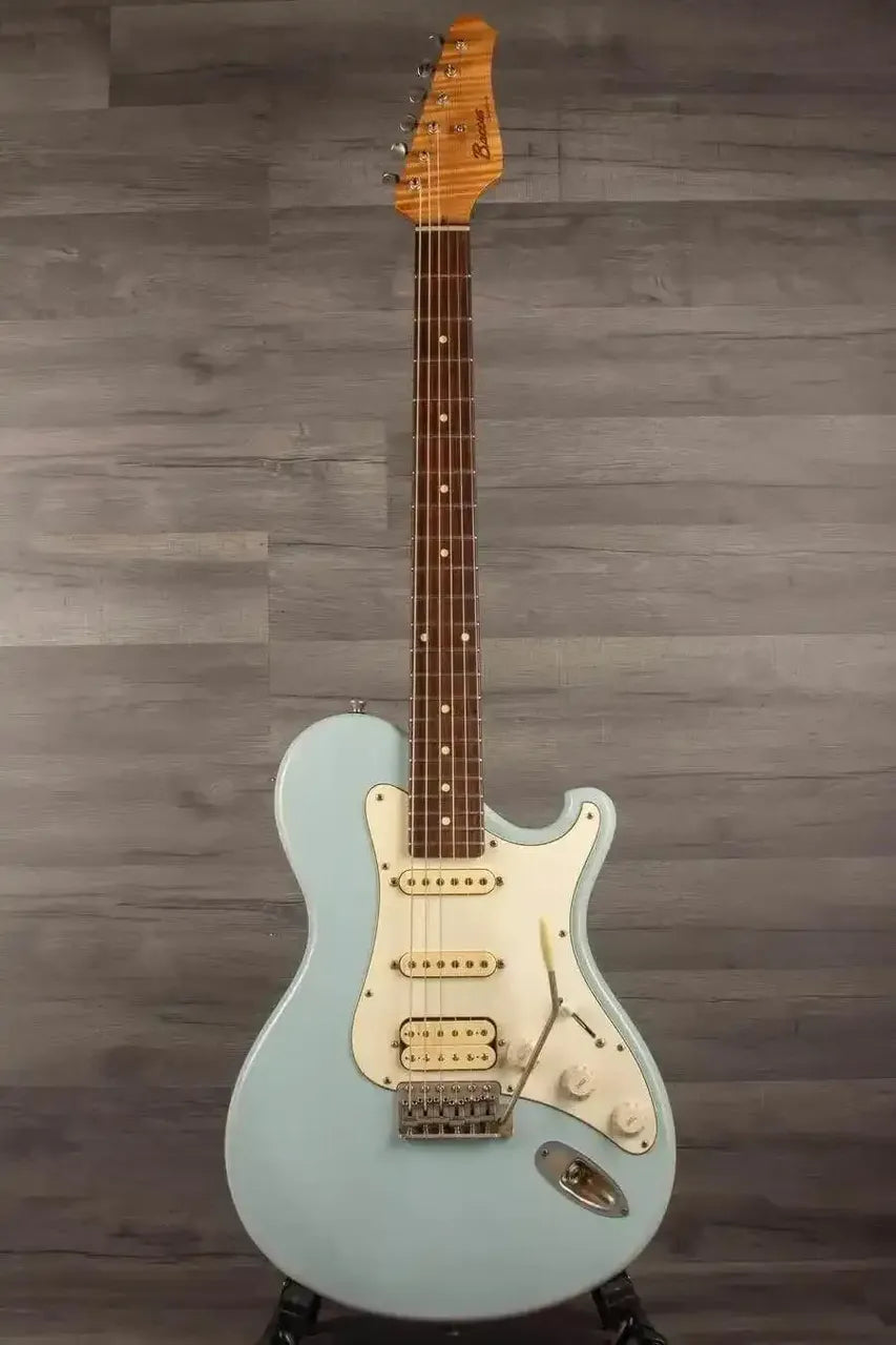 USED - Seth Baccus Shoreline HSS Electric Guitar, Daphne Blue Relic - 6-String front view.