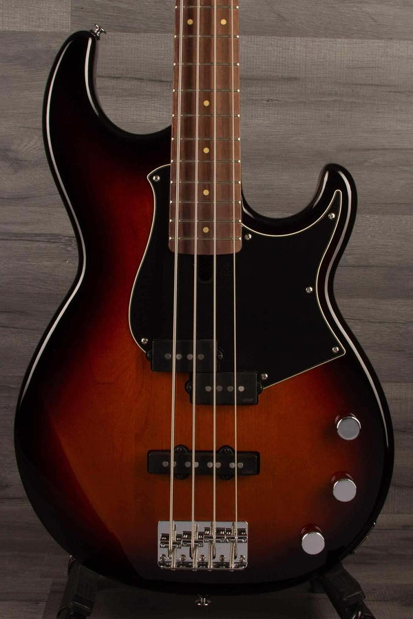 Yamaha BB434 Sunburst electric bass guitar featuring a solid alder body and rosewood fingerboard.