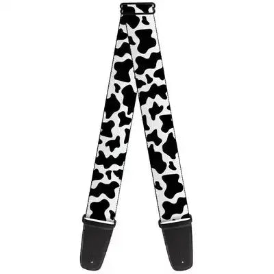Buckle Down Cow Pattern Print White/Black Guitar Strap
