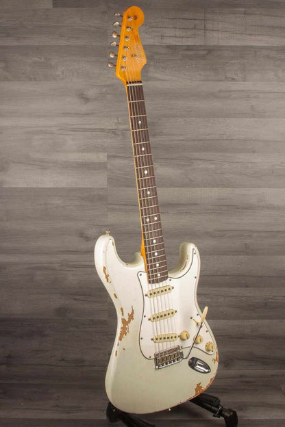 USED Fender Custom Shop '64 Stratocaster Heavy Relic Electric Guitar - Olympic White S#R97881