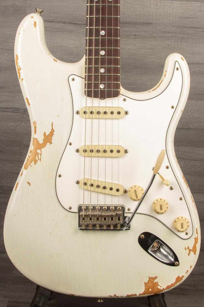 USED Fender Custom Shop '64 Stratocaster Heavy Relic Electric Guitar - Olympic White S#R97881