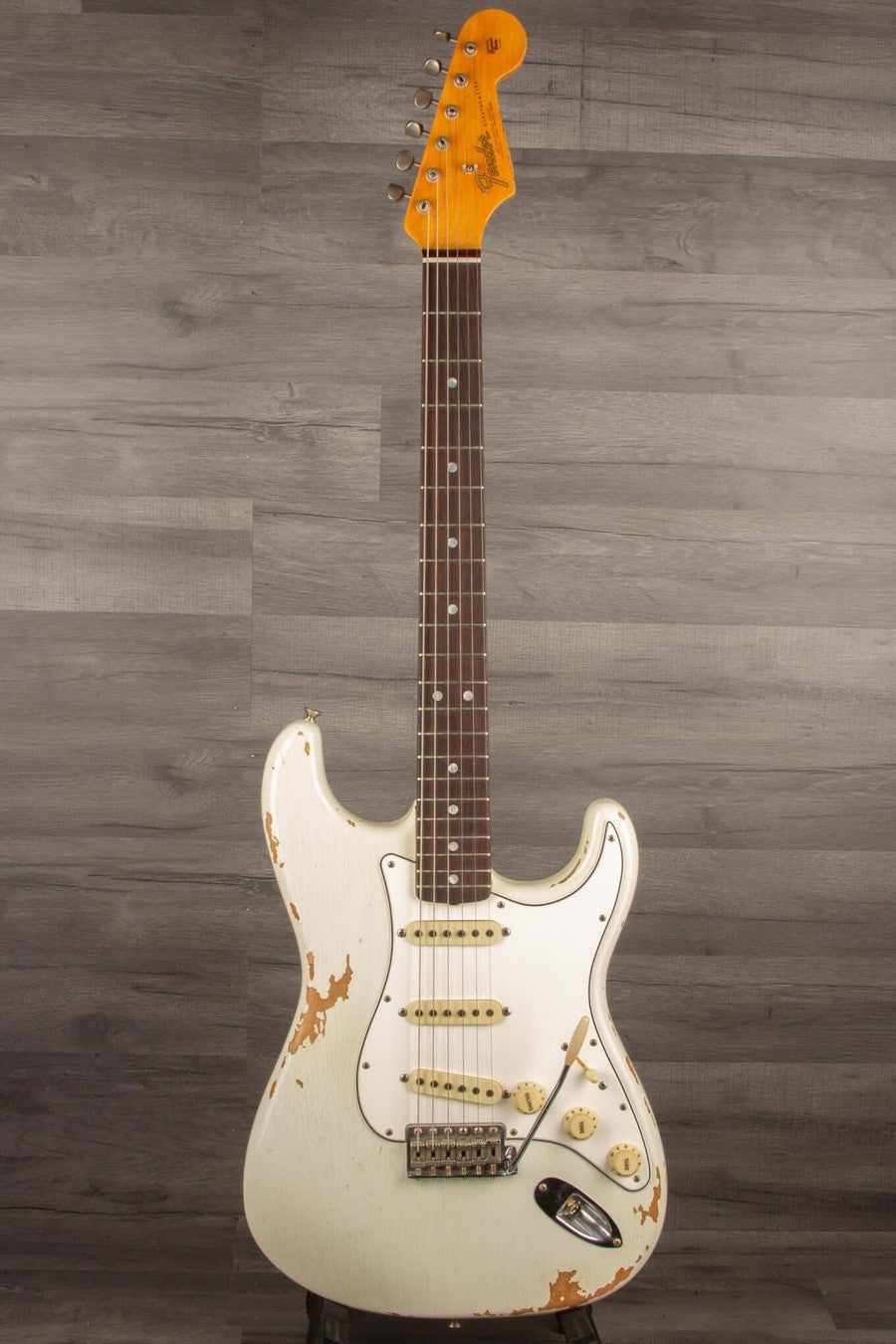 USED Fender Custom Shop '64 Stratocaster Heavy Relic Electric Guitar - Olympic White S#R97881