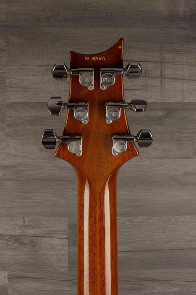USED - PRS Custom 24 10 Top McCarty sunbuerst (player grade) 2011 headstock view with tuning pegs