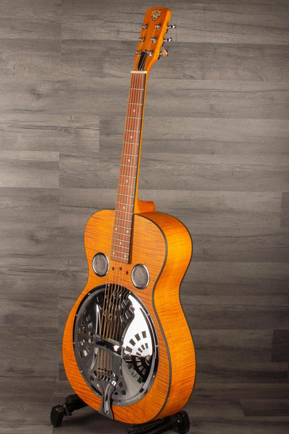 Epiphone Dobro Hound Dog Deluxe Round Neck resonator guitar with flame maple body