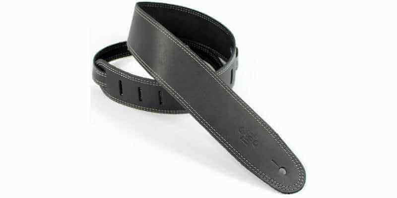 DSL SGE25-15-4 2.5″ Single Ply Guitar Strap - Black/Grey Stitch