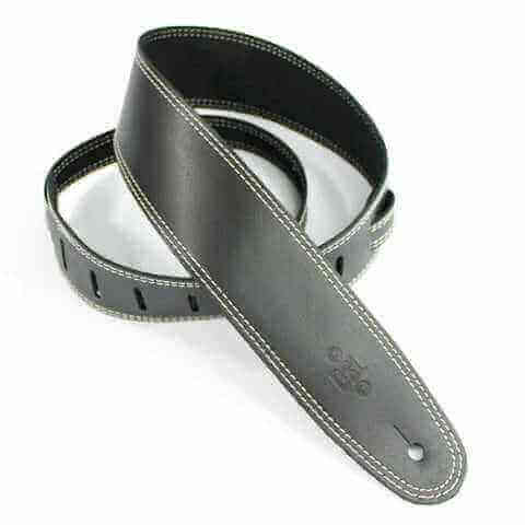 DSL SGE25-15-3 2.5″ Single Ply Guitar Strap - Black/Beige Stitch