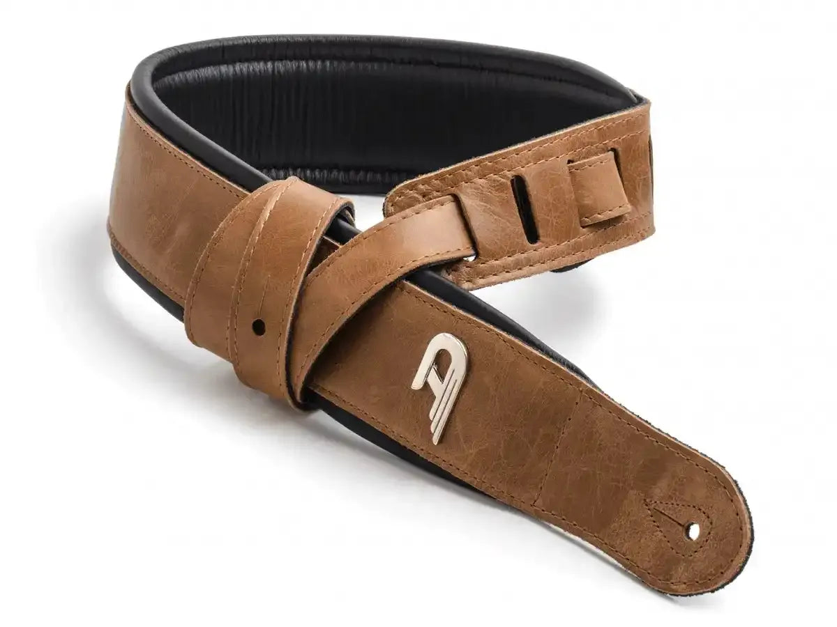 Duesenberg Custom Leather Padded Strap - Cognac on Black