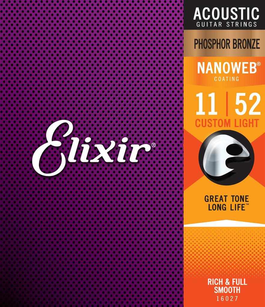 Elixir 11-52 Nanoweb Phosphor bronze Coated Acoustic Guitar Strings