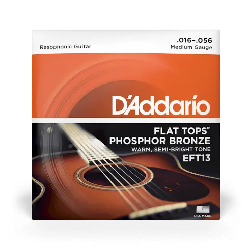 D'Addario EFT13 Flat Tops 16-56 Resophonic Acoustic Guitar Strings