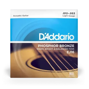 D'Addario EJ16 Phosphor Bronze 12-53 Acoustic Guitar Strings - Set Up by MusicStreet
