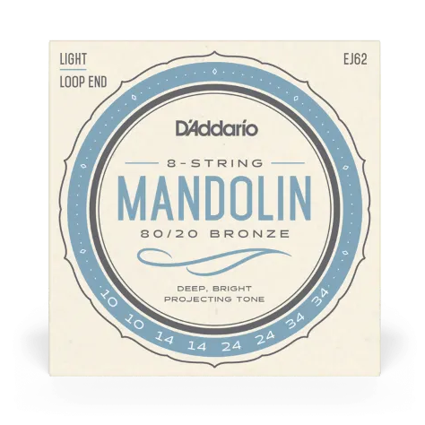 D Addario EJ62 80/20 Bronze Mandolin Strings, Light, 10-34
