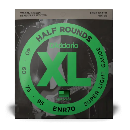D'Addario ENR70 40-95 Super Light, Long Scale, XL Half Rounds Bass Strings - MusicStreet