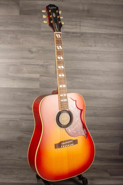 Epiphone Inspired by Gibson Hummingbird all Solid / Fishman Sonitone - Cherry sunburst gloss acoustic guitar front view