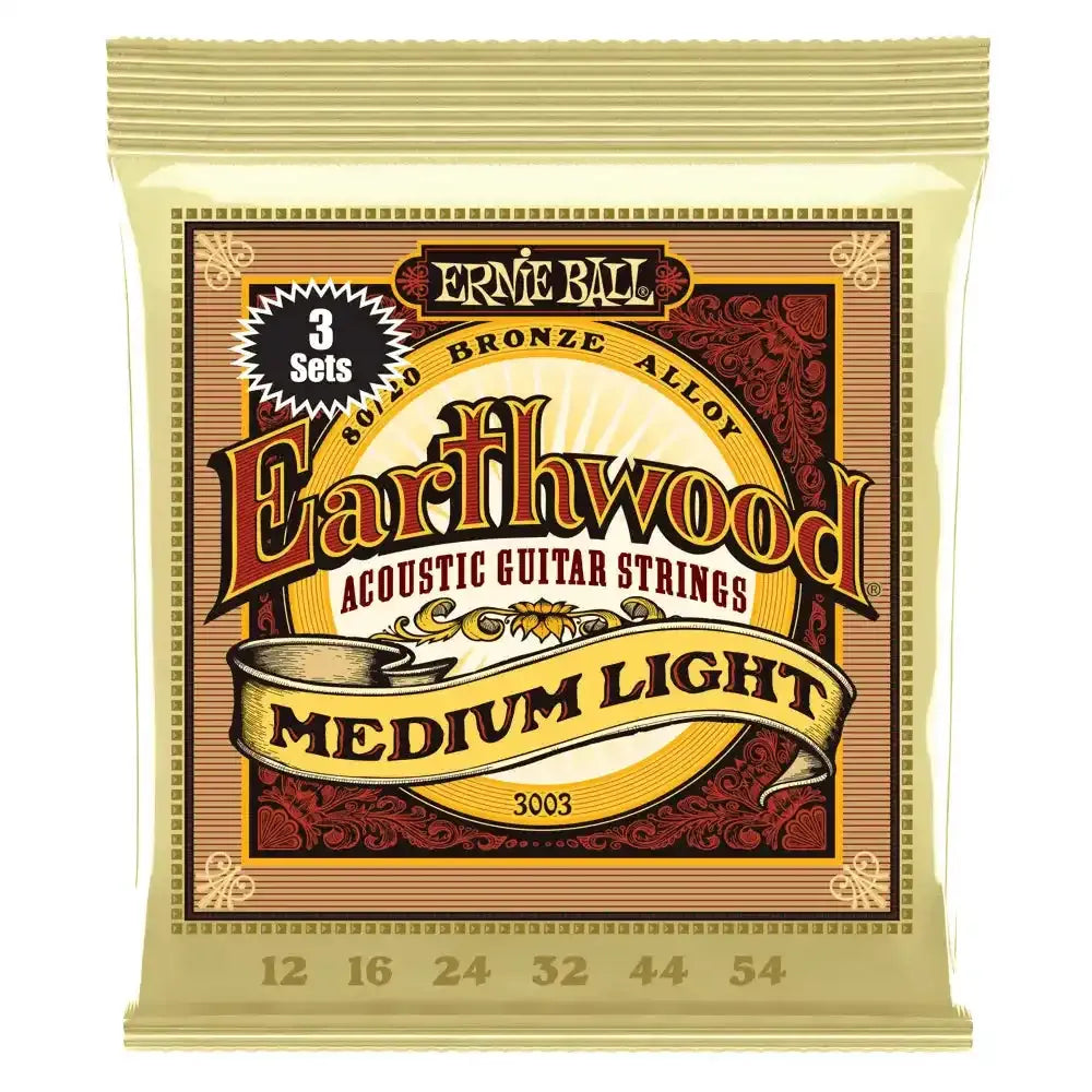 Ernie Ball 3003 Earthwood Light 80/20 Bronze 12-54 - Guitar String - 3 Pack