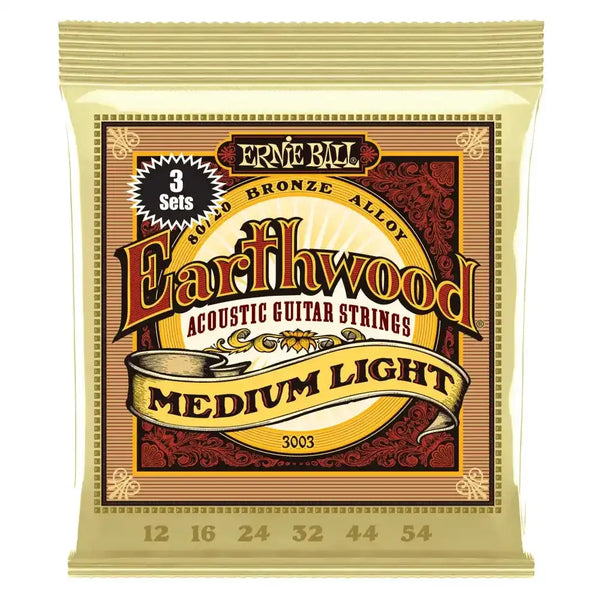 Ernie Ball 3003 Earthwood Light 80/20 Bronze 12-54 - Guitar String - 3 Pack