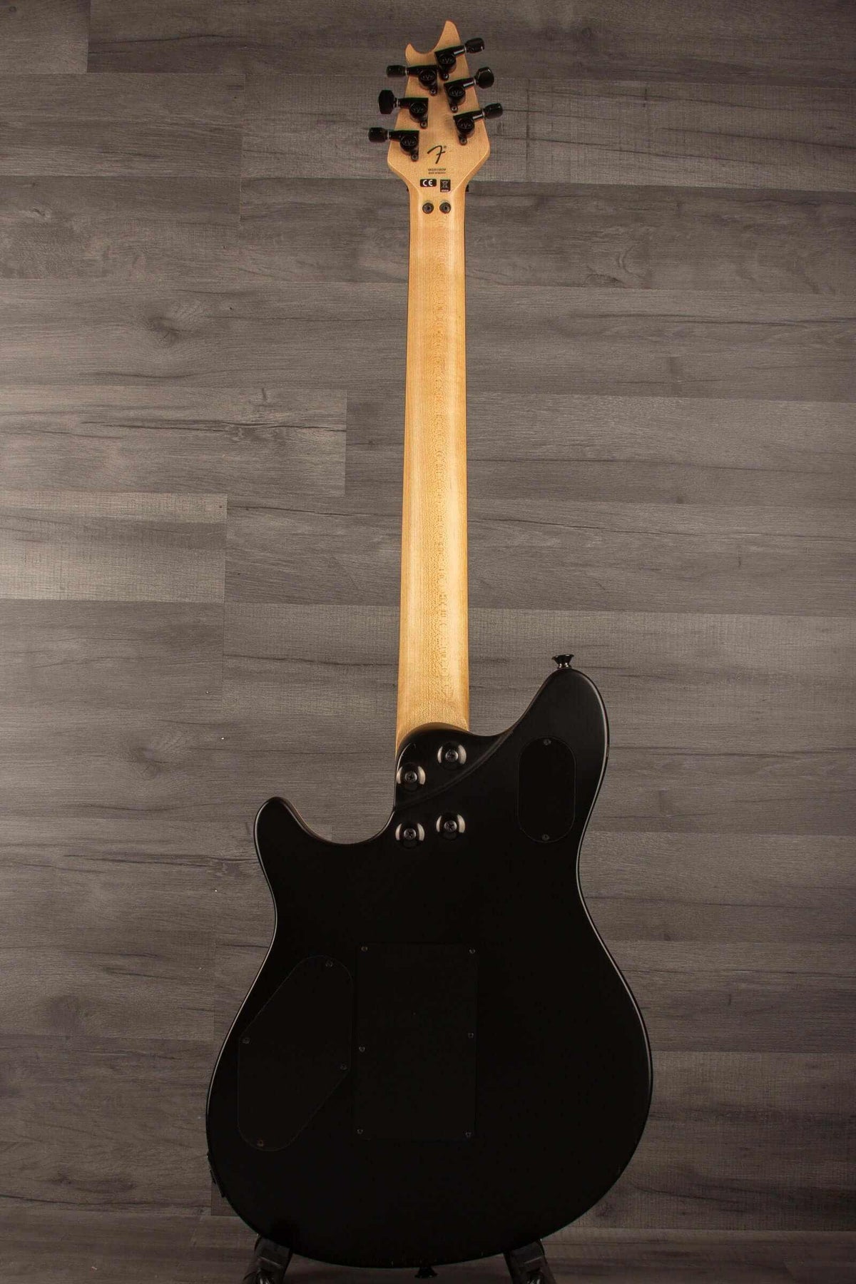 USED - EVH Wolfgang Special Stealth - Black (inc EVH hard case) back view with smooth matte finish and maple neck.