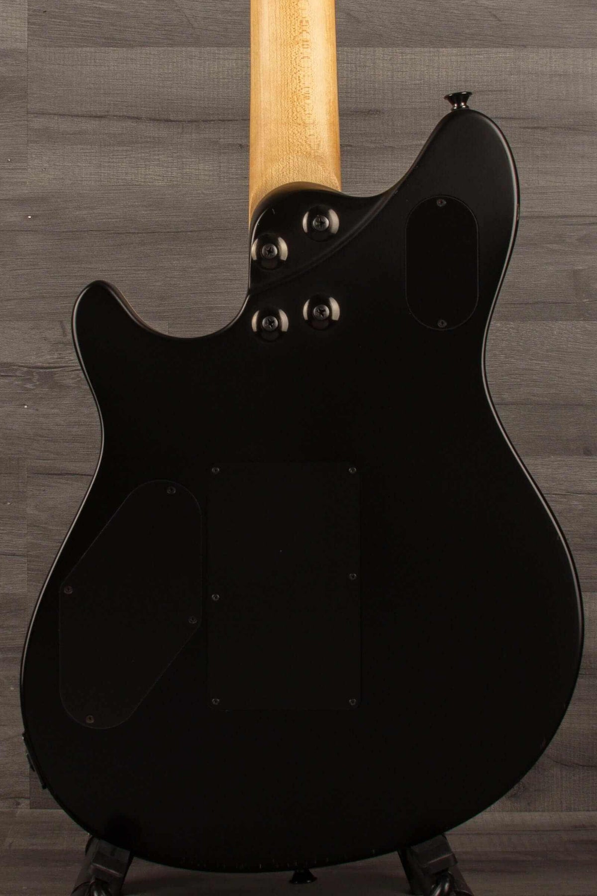 USED - EVH Wolfgang Special Stealth - Black (inc EVH hard case) back view showcasing the matte finish.