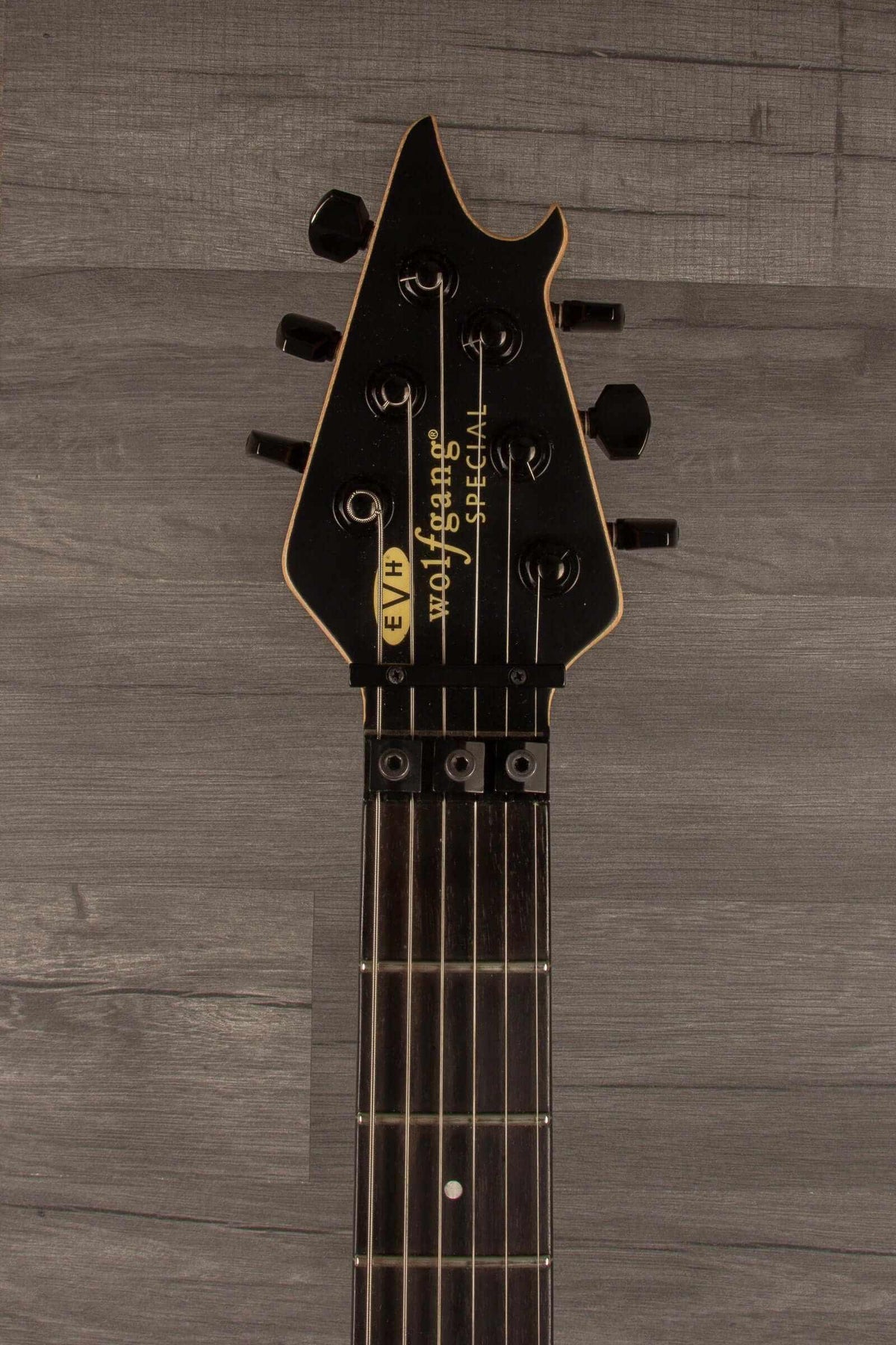 USED - EVH Wolfgang Special Stealth - Black (inc EVH hard case) guitar neck with tuning pegs and inlays.