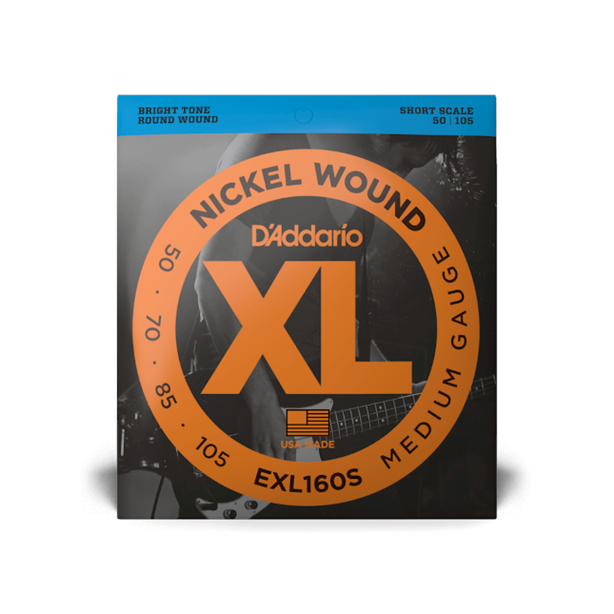 D'Addario EXL160S Nickel Wound Bass Guitar Strings, Medium, 50-105