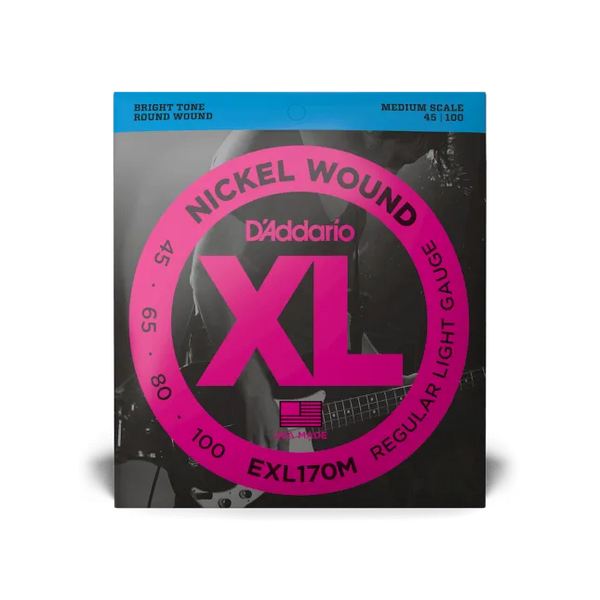 D'Addario EXL170 Nickel Wound Bass Guitar Strings, Light, 45-100