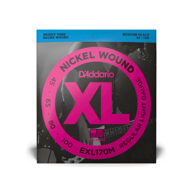 D'Addario EXL170 Nickel Wound Bass Guitar Strings, Light, 45-100
