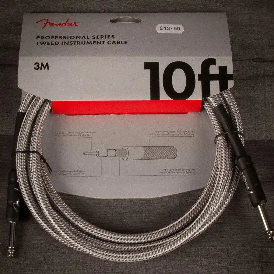 Fender Professional Series 10' Instrument Cable Tweed