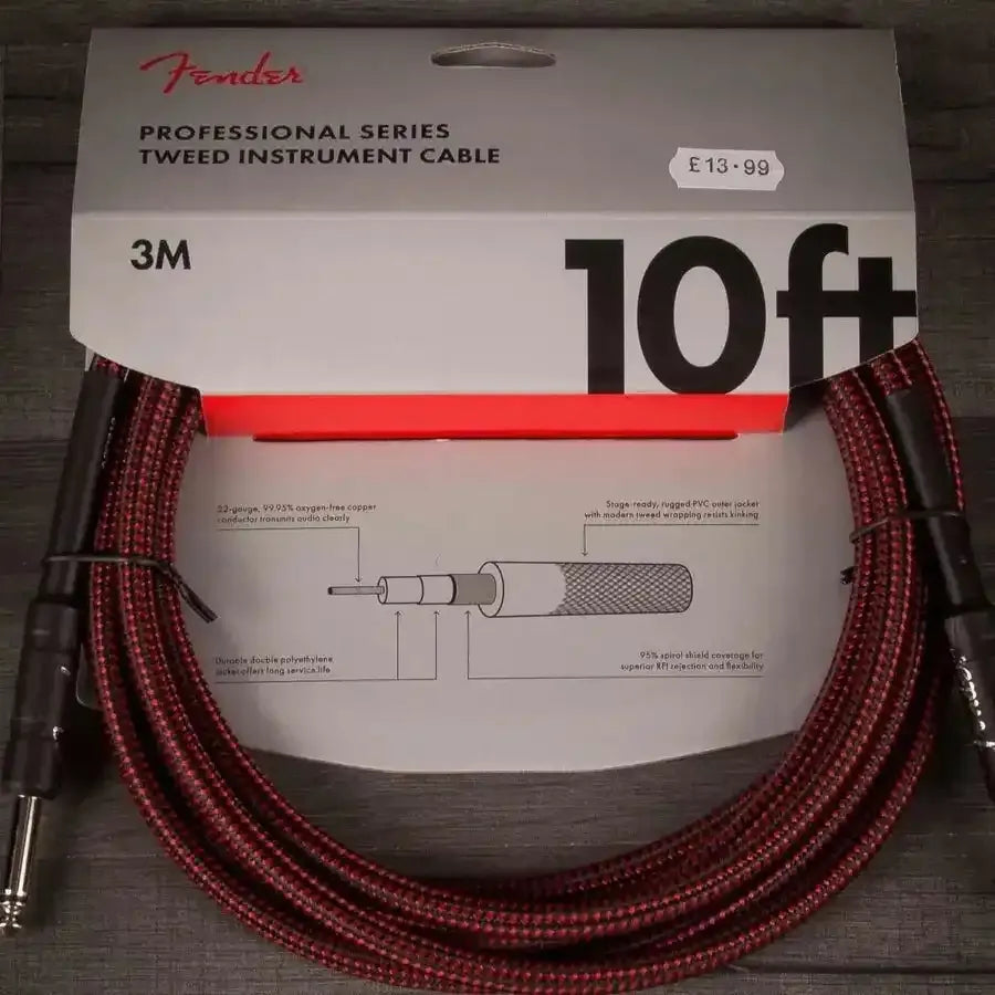 Fender Professional Series 10' Instrument Cable Tweed